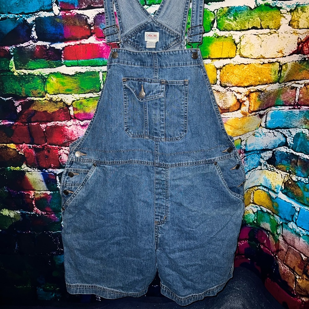 Cherokee ladies XL Jean short overalls